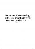 Advanced Pharmacology NSG 533 Questions With Answers Rated 100%