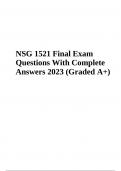 NSG 1521 Final Exam Questions With Complete Answers 2023 Graded A+