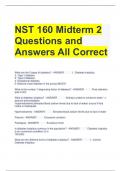 NST 160 Midterm 2 Questions and Answers All Correct 