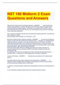 NST 160 Midterm 2 Exam Questions and Answers 