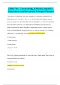 CPH2711&colon; Community & Public Health 1 Questions and Answers Already Passed
