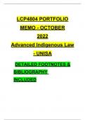 LCP4804 PORTFOLIO MEMO - OCTOBER 2022 Advanced Indigenous Law - UNISA _DETAILED FOOTNOTES & BIBLIOGRAPHY INCLUDED