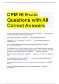 CPM IB Exam Questions with All Correct Answers 