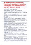 D128 Mathematics for Elementary  Educators Preassessment Questions  and answers with complete solution  graded A&plus; &lpar;Already passed&rpar;