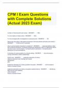 CPM I Exam Questions with Complete Solutions (Actual 2023 Exam)