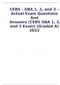 CEBS - GBA 1&comma; 2&comma; and 3 &ndash; Actual Exam Questionsand Answers &lpar;CEBS GBA 1&comma; 2&comma; and 3 Exam&rpar; &lpar;Graded A&rpar;