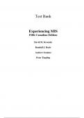 Experiencing MIS, 5th Canadian Edition, 5e David Kroenke, Andrew Gemino, Peter Tingling (Instructor Manual with Test Bank)	