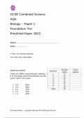AQA GCSE COMBINED SCIENCE BIOLOGY PAPER -1 FOUNDATION TIER PREDICTED PAPER -2023