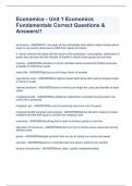 Economics - Unit 1 Economics Fundamentals Correct Questions & Answers!!