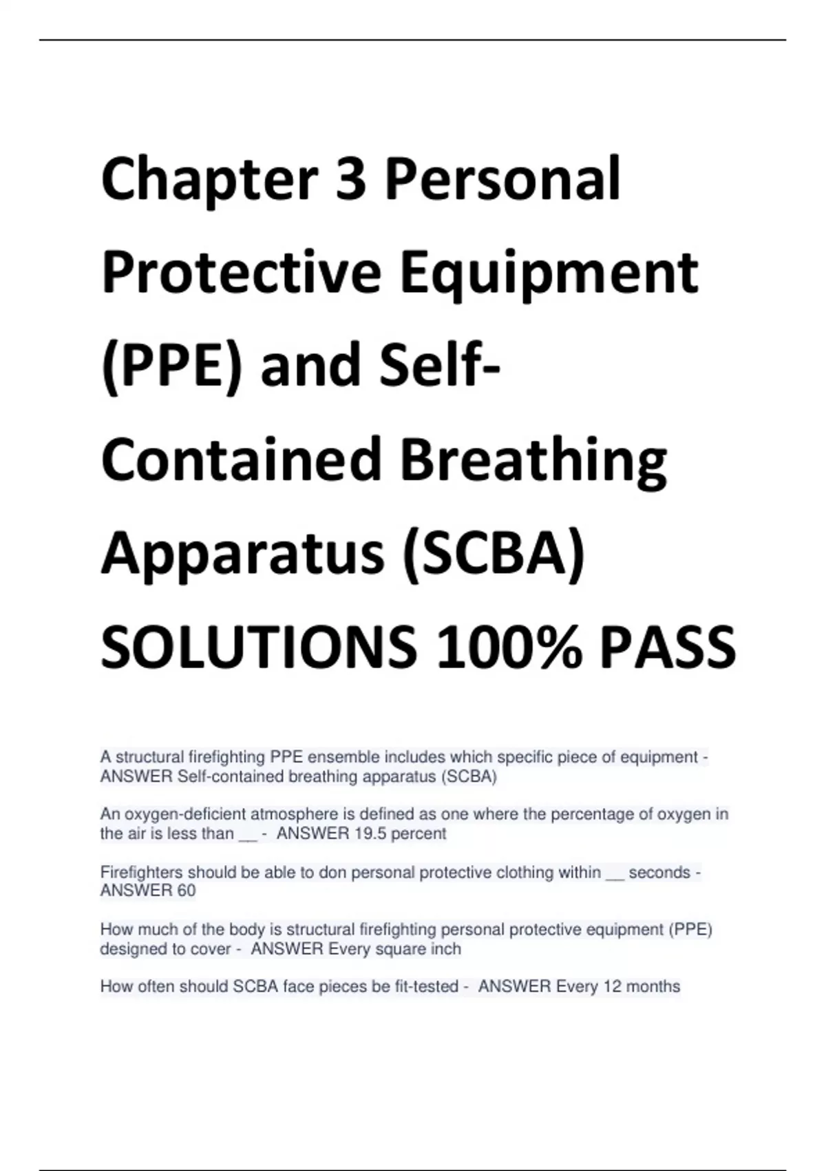 Chapter 3 Personal Protective Equipment (PPE) and Self Contained Breathing Apparatus (SCBA