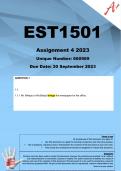 EST1501 Assignment 4 (COMPLETE ANSWERS) 2023 (660569) - Due 30 September 2023