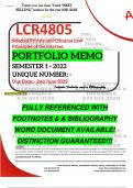LCR4805 PORTFOLIO MEMO - MAY/JUNE 2023 - SEMESTER 1 - UNISA - (DETAILED ANSWERS FULLY REFERENCED - DISTINCTION GUARANTEED!)