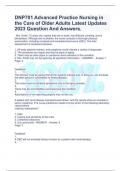 DNP701 Advanced Practice Nursing in the Care of Older Adults Latest Updates 2023 Question And Answers&period;  