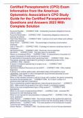 Certified Paraoptometric &lpar;CPO&rpar; Exam Information from the American Optometric Association's CPO Study Guide for the Certified Paraoptometric Questions and Answers 2023 With Complete Solution