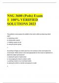 NSG 3600 Exam 1 Pediatric Nursing Galen College  of Nursing 100% VERIFIED ANSWERS 2023/2024