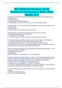 NCC-Maternal Newborn Study Questions And Answers 2023 Latest  Update &lpar;A&plus;&rpar;
