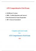 Comprehensive Exit Exam (A.T.I) (30 Latest Versions - 2023) |Real Exam + Practice Exam, Verified Q & A|