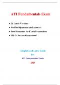 Fundamentals Exam (A.T.I) (21 Latest Versions - 2023) |Real Exam + Practice Exam, Verified Q & A|