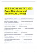 ACS BIOCHEMISTRY 2023 Exam Questions and Answers All Correct   