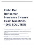 Idaho Bail  Bondsman  Insurance License  Exam Questions 100&percnt; SOLUTION