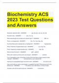 Biochemistry ACS 2023 Test Questions and Answers 