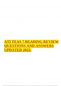 ATI TEAS 7 READING REVIEW QUESTIONS AND ANSWERS UPDATED 2023.