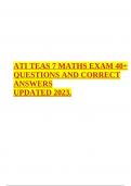 ATI TEAS 7 MATHS EXAM 40+ QUESTIONS AND CORRECT ANSWERS UPDATED 2023.