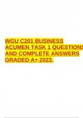 WGU C201 BUSINESS ACUMEN TASK 1 QUESTIONS AND COMPLETE ANSWERS GRADED A&plus; 2023&period;