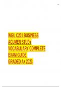 WGU C201 BUSINESS ACUMEN STUDY VOCABULARY COMPLETE EXAM GUIDE GRADED A+ 2023.