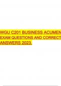 WGU C201 BUSINESS ACUMEN EXAM QUESTIONS AND CORRECT ANSWERS 2023.