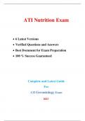 Nutrition Exam (A.T.I) (6 Latest Versions - 2023) |Real Exam + Practice Exam, Verified Q & A|