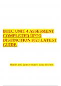 BTEC UNIT 4 A ASSESMENT COMPLETED UPTO DISTINCTION 2023 LATEST GUIDE.