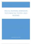 HESI A2 &lpar;NURSING ADMISSION  TEST&rpar; NEW FILE TESTED- 2023  READING
