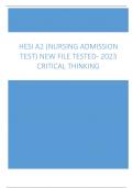HESI A2 &lpar;NURSING ADMISSION  TEST&rpar; NEW FILE TESTED- 2023  CRITICAL THINKING