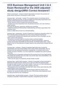 VCE Business Management Unit 3 & 4 Exam Revision&lpar;For the 2020 adjusted study design&rpar;With Correct Answers&excl;&excl;