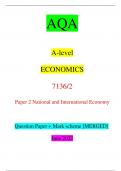 AQA A-level ECONOMICS 7136/2 Paper 2 National and International Economy Question Paper + Mark scheme [MERGED] June 2022 IB/M/Jun22/E5 7136/2 Time allowed: 2 hours Materials For this paper you must have: • an AQA 12-page answer book • a calculator. Instruc