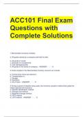 ACC101 Final Exam Questions with Complete Solutions