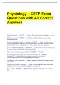 Physiology – CETP Exam Questions with All Correct Answers