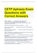 CETP Aphasia Exam Questions with Correct Answers 