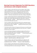 Nursing Concepts Beginning Test 2023 Questions and Answers with Complete Solution&period;