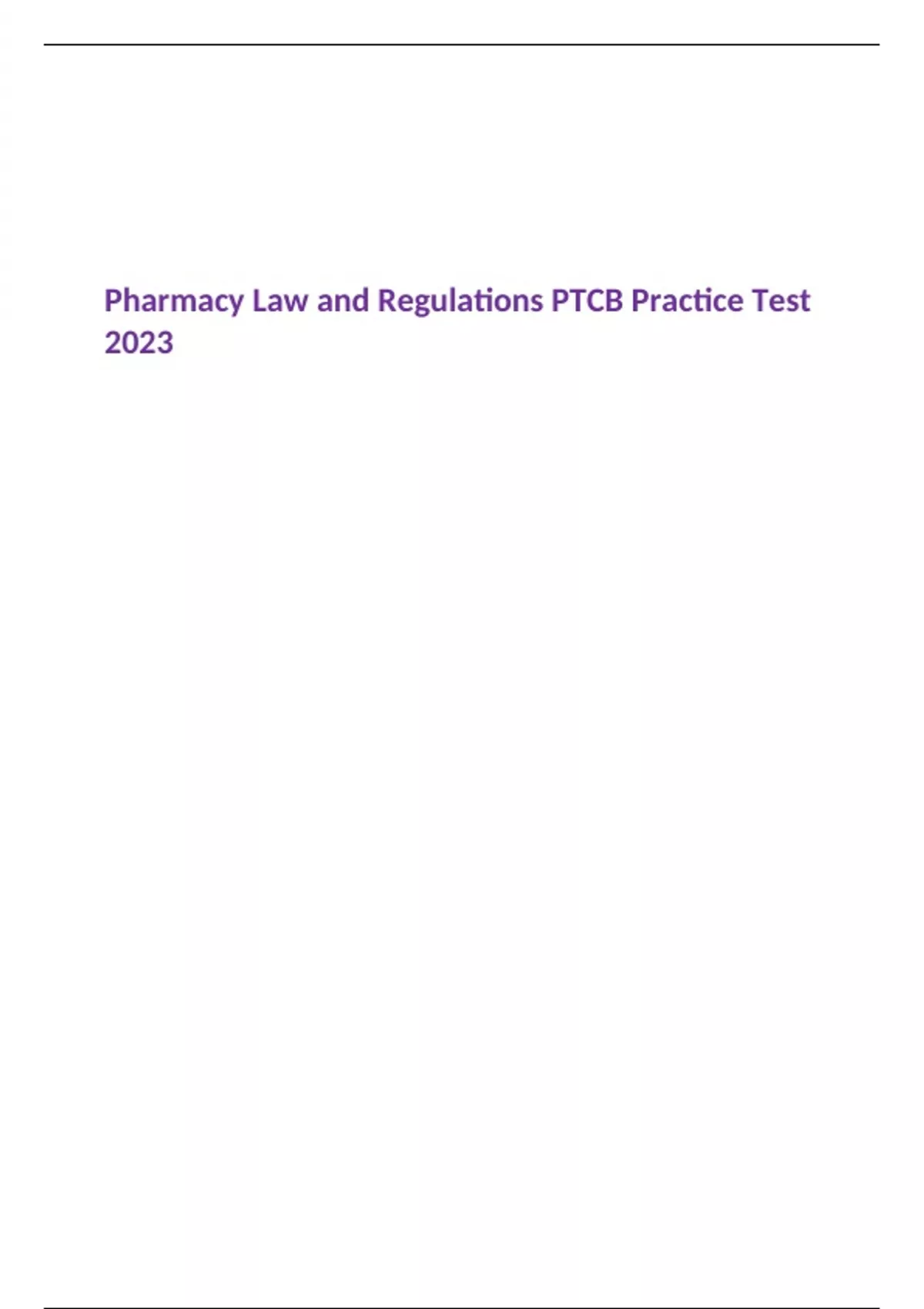 Pharmacy Law and Regulations PTCB Practice Test 2023 - PTCB - Stuvia US