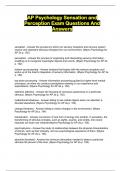 AP Psychology Sensation and Perception Exam Questions And Answers