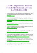 ATI PN Comprehensive Predictor Form B Questions and Answers LATEST&comma; 2020&sol;2021