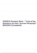 CIDESCO Question Bank - **most of the Questions are Here, Success Studying!!! 2022/2023 (Completed).