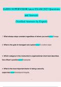 IAHSS SUPERVISOR latest EXAM 2023 Questions and Answers &lpar;Verified Answers by Expert&rpar;