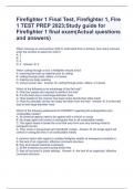 Firefighter 1 Final Test, Firefighter 1, Fire 1 TEST PREP 2023;Study guide for Firefighter 1 final exam(Actual questions and answers)