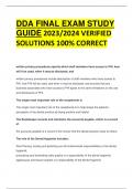 DDA FINAL EXAM STUDY GUIDE 2023&sol;2024 VERIFIED  SOLUTIONS 100&percnt; CORRECT