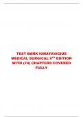TEST BANK IGNATAVICIUS MEDICAL SURGICAL 9TH EDITION WITH &lpar;74&rpar; CHAPTERS COVERED FULLY