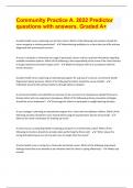Community Practice A&period; 2022 Predictor questions with answers&period; Graded A&plus;