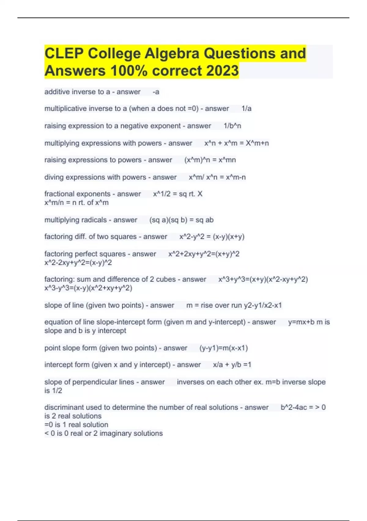 Comprehensive College Math Worksheets for Effective Learning | - Worksheets  Library, image size:1200x1700